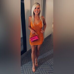 Retrofete Vibrant Orange Sequin Mini Dress